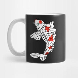 Jumping Koi Carp Fish with Red White Scales and Green Eyes Mug